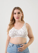Load image into Gallery viewer, 2021 New Oversized Cotton Wireless One Piece Big Bra Floral Wide Shoulder Belt Comfortable Underwear Ultra Thin Bra C D E F Cup