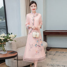 Load image into Gallery viewer, 2021 New Plus size Chinese Style Hanfu Dress for Elegant Women  Embroidery Improved Cheongsam Traditional Robe Dress M-4XL