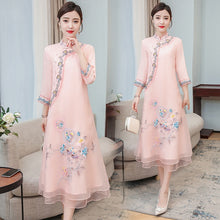 Load image into Gallery viewer, 2021 New Plus size Chinese Style Hanfu Dress for Elegant Women  Embroidery Improved Cheongsam Traditional Robe Dress M-4XL