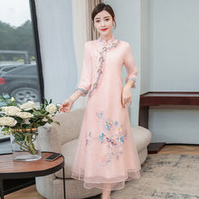 Load image into Gallery viewer, 2021 New Plus size Chinese Style Hanfu Dress for Elegant Women  Embroidery Improved Cheongsam Traditional Robe Dress M-4XL