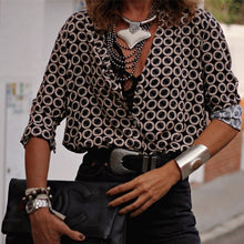 Load image into Gallery viewer, 2021 New Polka Dot Blouse Women Turn Down Collar 3/4 Sleeve Shirts Plus Size Clothes Streetwear Black Blouse Women XXL