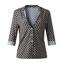 Load image into Gallery viewer, 2021 New Polka Dot Blouse Women Turn Down Collar 3/4 Sleeve Shirts Plus Size Clothes Streetwear Black Blouse Women XXL