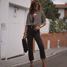 Load image into Gallery viewer, 2021 New Polka Dot Blouse Women Turn Down Collar 3/4 Sleeve Shirts Plus Size Clothes Streetwear Black Blouse Women XXL