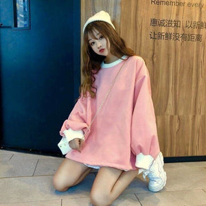 2021 New Primary School Girls Korean Style Loose Velvet Padded Thickened Cute Ins Internet Celebrity Same Style Sweatershirt