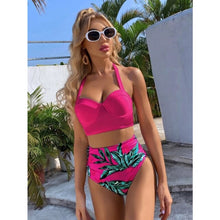 Load image into Gallery viewer, 2021 New Push Up Sexy Bikini Set High Waist Swimwear Women Swimsuit Female Halter Bathing Suit  Leaf Print 2 Pieces Beachwear