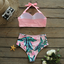 Load image into Gallery viewer, 2021 New Push Up Sexy Bikini Set High Waist Swimwear Women Swimsuit Female Halter Bathing Suit  Leaf Print 2 Pieces Beachwear