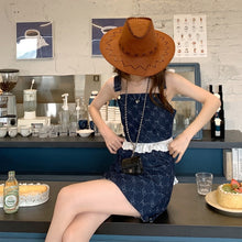 Load image into Gallery viewer, 2021 New Retro Heart Back Two Piece Set Summer Cloth For Women Skirt Sets Mini Ruffle Skirt Sexy Patchwork Top Crop Tops Outfit