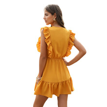 Load image into Gallery viewer, 2021 New Retro Ruffled Bohemian Style V-Neck Dress