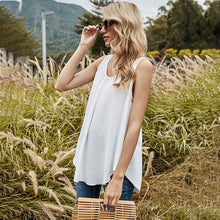 Load image into Gallery viewer, 2021 New Sexy Backless Blouses Casual Women Tops Open Back Lace Up Sleeveless White Plus Size Ladies Shirts Chiffon Blusas