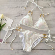 Load image into Gallery viewer, 2021 New Sexy Bikinis Sequins Golden Color Women Bandage Bikini Set Push-up Padded Bra Swimsuit Suit Swimwear 2570