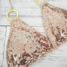 Load image into Gallery viewer, 2021 New Sexy Bikinis Sequins Golden Color Women Bandage Bikini Set Push-up Padded Bra Swimsuit Suit Swimwear 2570