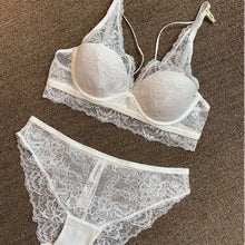 Load image into Gallery viewer, 2021 New Sexy French Floral Lace Underwear Summer Ultra Thin Half Cup Breathable Gathered Embroidery Bra Suit B C D Cup Plunge