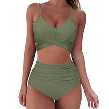 Load image into Gallery viewer, 2021 New Sexy High Waist Bikini Cross Swimwear Women Push Up Swimsuit Female Plus Size Bikini Set Bather Bathing Suit Beachwear