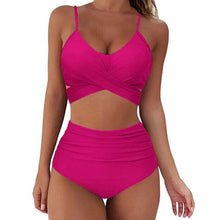 Load image into Gallery viewer, 2021 New Sexy High Waist Bikini Cross Swimwear Women Push Up Swimsuit Female Plus Size Bikini Set Bather Bathing Suit Beachwear