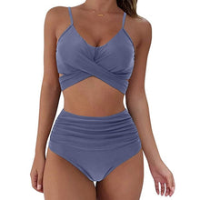 Load image into Gallery viewer, 2021 New Sexy High Waist Bikini Cross Swimwear Women Push Up Swimsuit Female Plus Size Bikini Set Bather Bathing Suit Beachwear