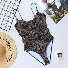 Load image into Gallery viewer, 2021 New Sexy Leopard Swimwear Tummy Cut Out One Piece Swimsuit Female Tassel Bather Hollow Out Bathing Suit Swim Wear Lady 3880