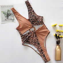 Load image into Gallery viewer, 2021 New Sexy Leopard Swimwear Tummy Cut Out One Piece Swimsuit Female Tassel Bather Hollow Out Bathing Suit Swim Wear Lady 3880