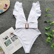 Load image into Gallery viewer, 2021 New Sexy One Piece Swimsuit Women Ruffle Swimwear Solid Bodysuit Swimsuit Push Up Monokini Bathing Suits Summer Beach Wear