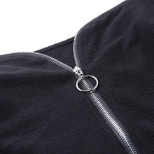 Load image into Gallery viewer, 2021 New Sexy Zipper Crop Top Women Casual Spring Summer  V Neck Ladies Flare Sleeve Solid Short Pullover Tops Female