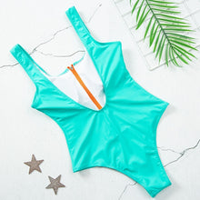 Load image into Gallery viewer, 2021 New Sexy Zipper One Piece Swimsuit Women Solid Swimwear Bodysuit Swimsuit Push Up Monokini Bathing Suit Summer Beachwear XL