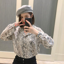 Load image into Gallery viewer, 2021 New Snakeskin bronzing chiffon print shirt women spring and summer foreign style fashion loose design niche shirt