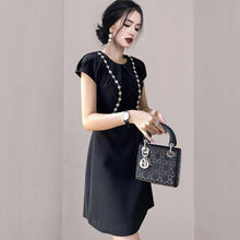 Load image into Gallery viewer, 2021 New Spring And Autumn Fashion Casual Short Sleeve V-neck Nail Drill Waist Show Thin Sexy Lace Dress