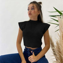 Load image into Gallery viewer, 2021 New Spring Summer Solid Knitted Top Women Casual Slim Half High Collar Flying Sleeve Ladies Back To The Basics Pullover Top