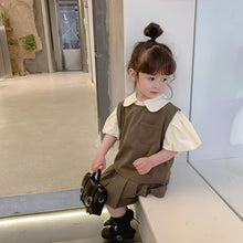 Load image into Gallery viewer, 2021 New Style Girls&#39; Summer Suit Three-piece Suits Children&#39;s Pleated Princess Skirt Suit Three Piece Puff Sleeve Shirt Clothes