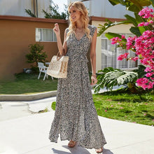 Load image into Gallery viewer, 2021 New Summer Autumn Women&#39;s Party Dress Elegant Bohemian V-neck Print Lace Beach Dress Ladies Bodycon Dresses Gothic Boho