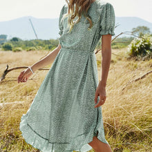 Load image into Gallery viewer, 2021 New Summer Beach Maxi Dress Women Floral Print Boho Long Dress Ruffles Casual O-Neck Short Sleeve Sexy Party Dress Robe