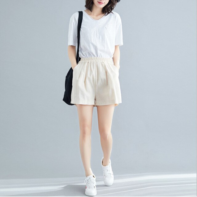 2021 New Summer Casual Cotton Linen Shorts High Quality Plus Size High Waist Shorts Women Fashion Women's Short Pants Streetwear
