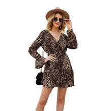 Load image into Gallery viewer, 2021 New Summer Dress European Style Leopard Flower Print Women&#39;s Clothing