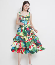 Load image into Gallery viewer, 2021 New Summer Fashion Floral Print Beach Dress Women&#39;s Spaghetti Strap Backless Sexy Layers Cake Ruffles Long Dress