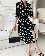 Load image into Gallery viewer, 2021 New Summer Fashion Work Wear Notched Collar Elegant Double Breasted Ruffles OL Casual Dresses Female Vestidos