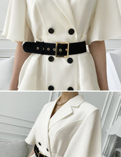 Load image into Gallery viewer, 2021 New Summer Fashion Work Wear Notched Collar Elegant Double Breasted Ruffles OL Casual Dresses Female Vestidos