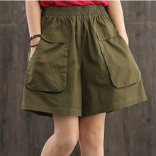 Load image into Gallery viewer, 2021 New Summer Knee-length Elastic-waist Shorts Women Casual Solid Large-size 5XL Cotton Korean Loose Womens Shorts Pockets