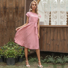 Load image into Gallery viewer, 2021 New Summer Polka Dots Sleeveless Pleated Dresses For Women High Waist Midi Elegant Office Green Lady Dinner Party Clothes