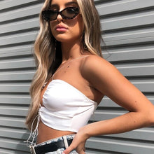 Load image into Gallery viewer, 2021 New Summer Sexy Hollow Out Women Tank Top Solid Bandage Spaghetti Strap Back To The Basics Draped Crop Top