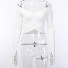 Load image into Gallery viewer, 2021 New Summer Sexy Knitted Backless Crop Top For Women Solid Color Full Sleeve Button Ladies Casual Slim Top