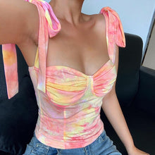 Load image into Gallery viewer, 2021 New Summer Sexy Tie Dye Backless Tank Tops Women Slim Short Print  Bandage Sexy Cotton Bow-Knot Strapless Tank Tops