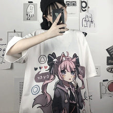 Load image into Gallery viewer, 2021 New Summer Short-Sleeved Female Students Korean Version Of Loose Harajuku Style Comics Ins Wild Top White T-Shirt Trend
