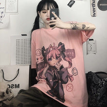 Load image into Gallery viewer, 2021 New Summer Short-Sleeved Female Students Korean Version Of Loose Harajuku Style Comics Ins Wild Top White T-Shirt Trend