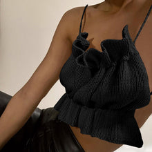 Load image into Gallery viewer, 2021 New Summer Women Tank Top Ruffles Backless Sexy Slash Neck Apricot Black White Fashion Temperament Lady Beautiful