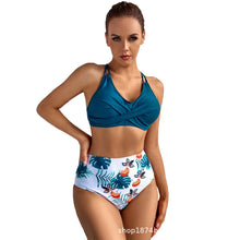 Load image into Gallery viewer, 2021 New Swimwear Cross Sexy Solid Color Print High Waist Split Swimsuit Bikin Bikini Women&#39;s Beach Swimming Trunks Surf Sports