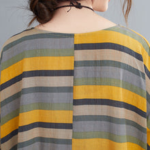 Load image into Gallery viewer, 2021 New Vintage Dress Women Cotton Linen Dress Striped Print O Neck Half Sleeve Loose Casual Summer Fashion Vestidos Female