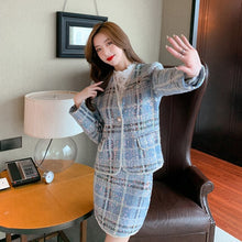 Load image into Gallery viewer, 2021 New Women Autumn Winter Luxury Suits Office Lady High Quality Elegant Plaid 3 Piece Set Tweed Coat Skirt + Shirt Outfits