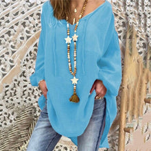 Load image into Gallery viewer, 2021 New Women Sexy V Neck Loose Cotton Blouse Shirt 2021 Autumn Winter Long Sleeve Yellow Red Blouses Tops Plus Size 5XL