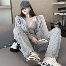 Load image into Gallery viewer, 2021 New Women Sporting Set Workout Gym Casual Clothing Long Sleeve Zippered Shirts High Waist Jogging 3pcs Sportswear Suits