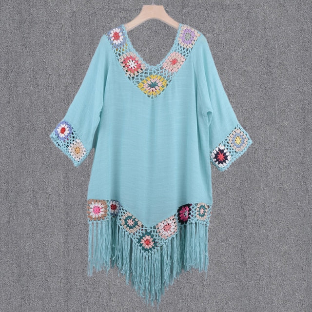2021 New Women’s Crochet Chiffon Tassel Swimsuit For The Beach Bikini Cover Ups Swimwear