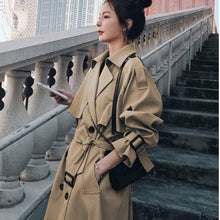 Load image into Gallery viewer, 2021 New  Women&#39;s Fashion Windbreaker Women&#39;s Middle Long Khaki Korean Loose Knee Length British Style Coat